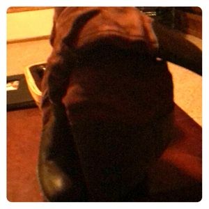 Jessica Simpson brown boots. Pug pillowcase.